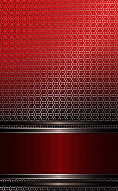 Vector geometric background with a red rectangular frame and metal grille