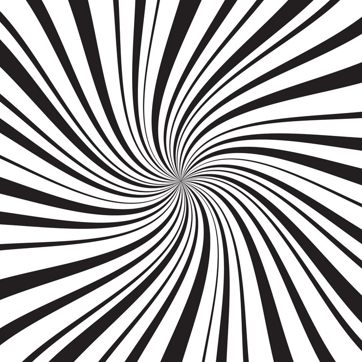 Vector geometric background with thin and thick radial rays, lines or stripes swirling around center