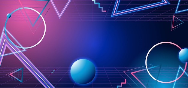 Vector geometric banner in 80s style