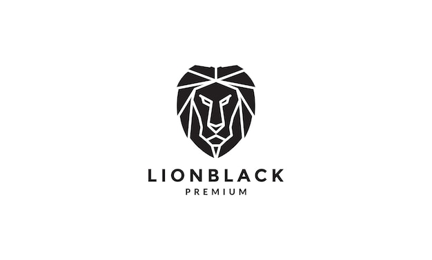 Geometric black shape head lion logo symbol icon vector graphic design illustration