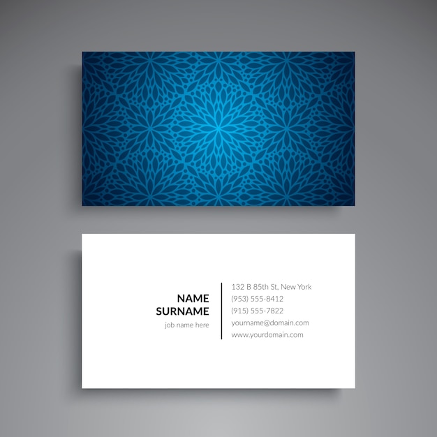 Geometric blue floral business card