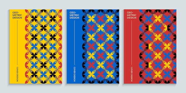 Geometric book covers in retro bauhaus design style