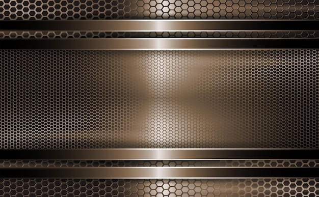 Geometric brown background as a metal grille with a rectangular frame