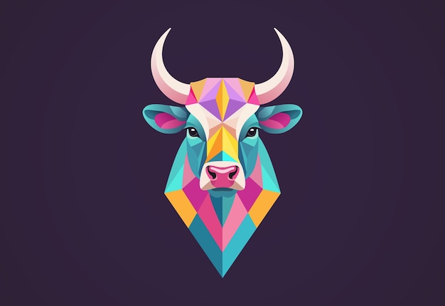 Vector geometric bull head logo design vector illustration