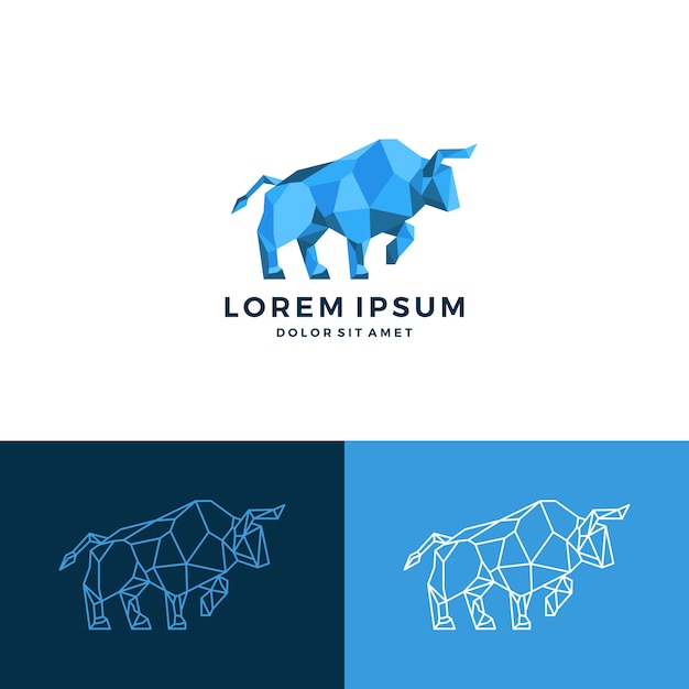 Геометрический бычий low poly logo