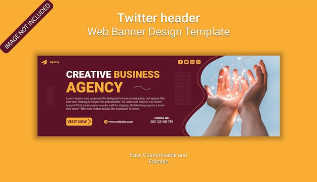 Geometric business agency twitter header design and web banner template