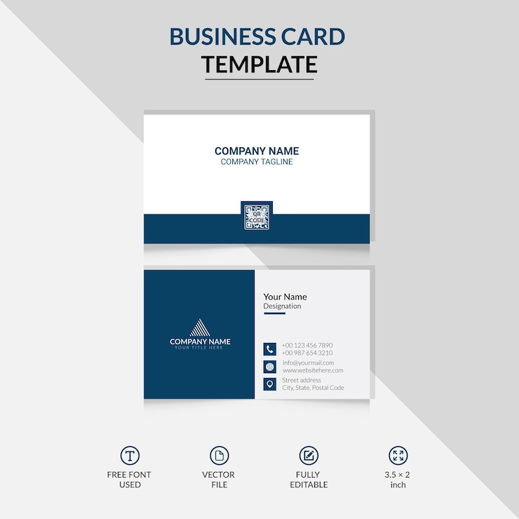 Vector geometric business card or visiting card template with front and backside