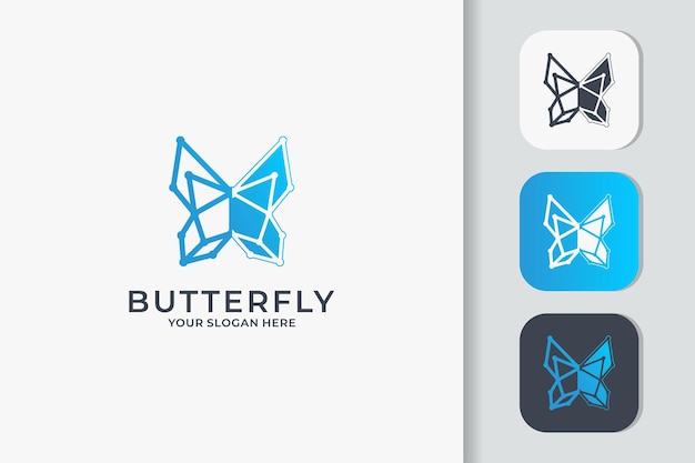 Vector geometric butterfly tech logo design with circuit concept