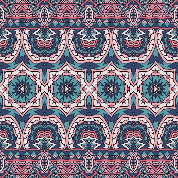 Geometric carpet design Vector seamless pattern ethnic boho mandalaart pattern