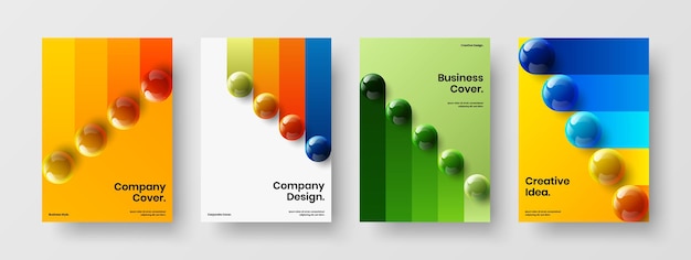 Geometric catalog cover A4 design vector layout set