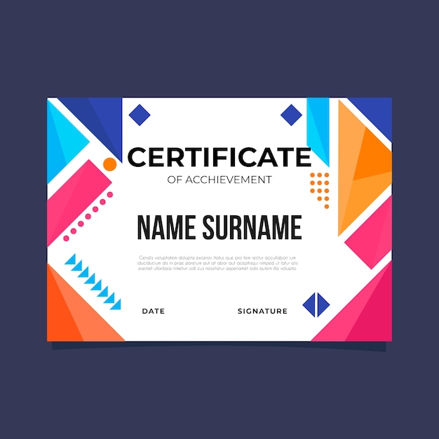 Geometric certificate template theme