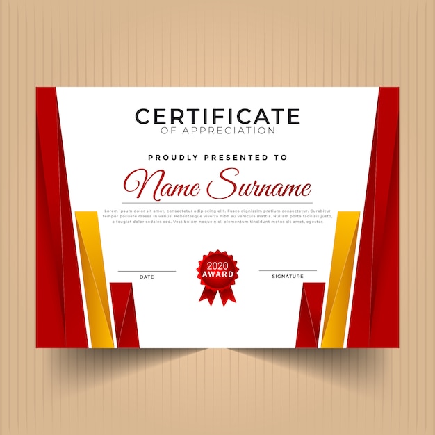 Geometric certificate template with colorful shapes