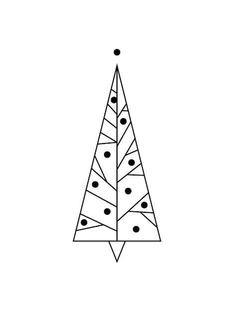 Geometric Christmas tree sketch silhouette minimalism simple vector illustration doodle scandinavian