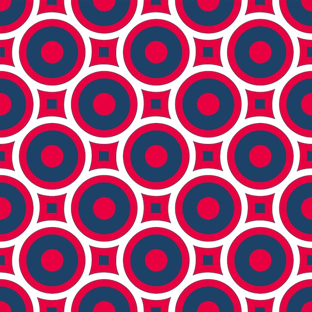 幾何学的な円のパターン。ベクトル青と赤のテクスチャ背景ウェブサイトまたはテキスタイル
