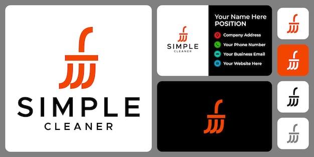 Vector geometric cleaner logo design with business card template