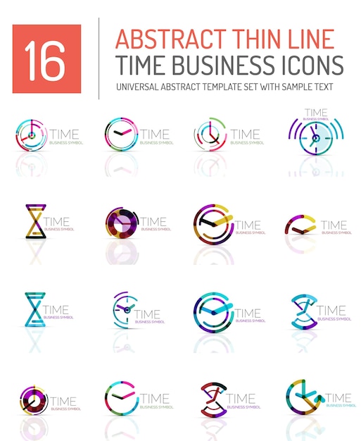 Vector geometric clock and time icon set