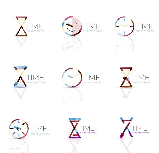 Vector geometric clock and time icon set