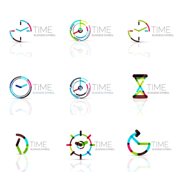 Геометрические часы и набор значков времени