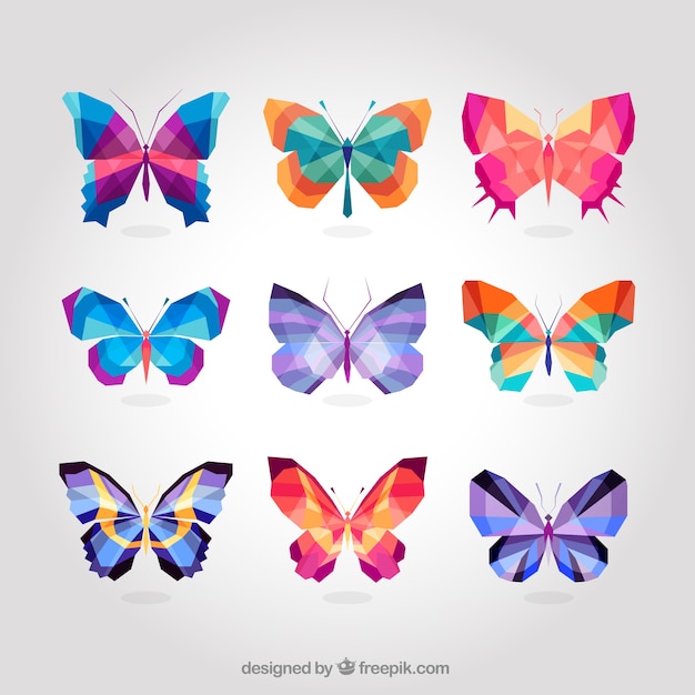 Vector geometric colorful butterflies