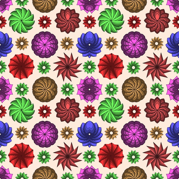 Geometric colorful floral seamless pattern abstract flower Background pattern