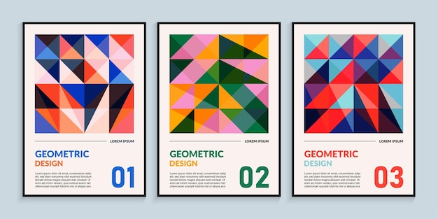 幾何学的なカラフルなフレームのポスターデザイン