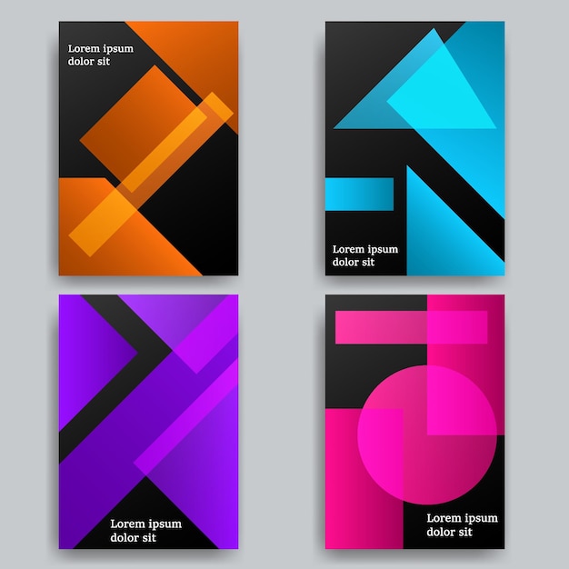 Geometric colors gradient background templates for print pack