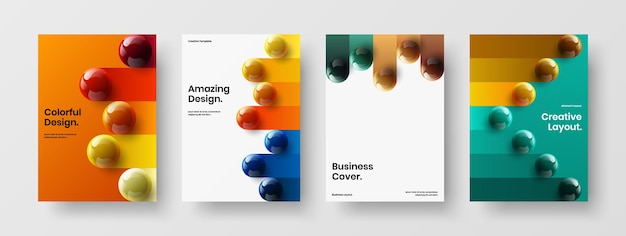 Geometric company cover A4 design vector layout set