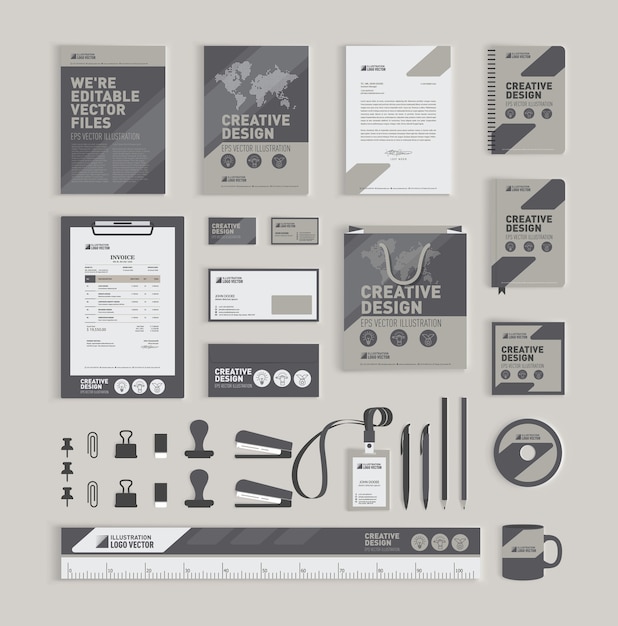 Vector geometric corporate identity design template