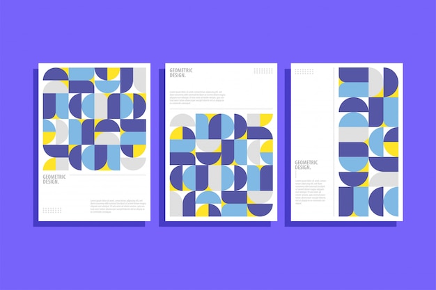 Vector geometric cover design set with bauhaus style