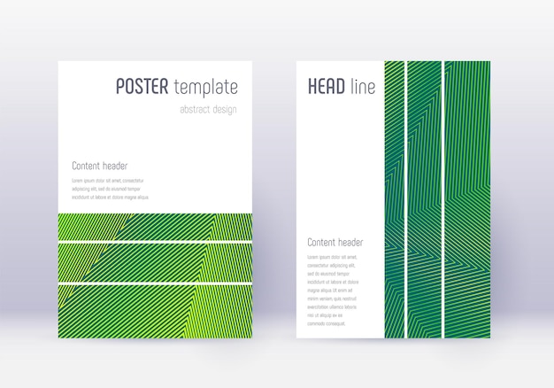 Geometric cover design template set Green abstrac