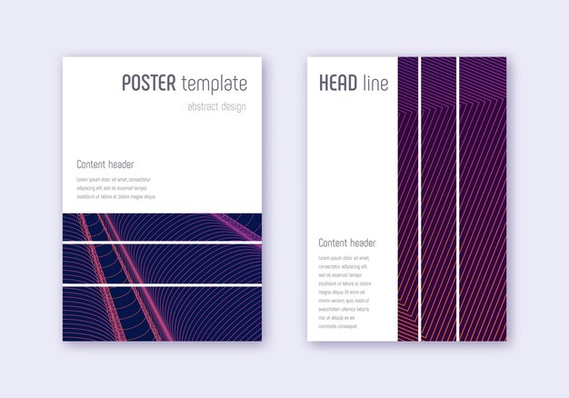 Geometric cover design template set Violet abstra