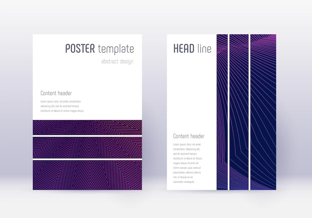 Geometric cover design template set Violet abstra