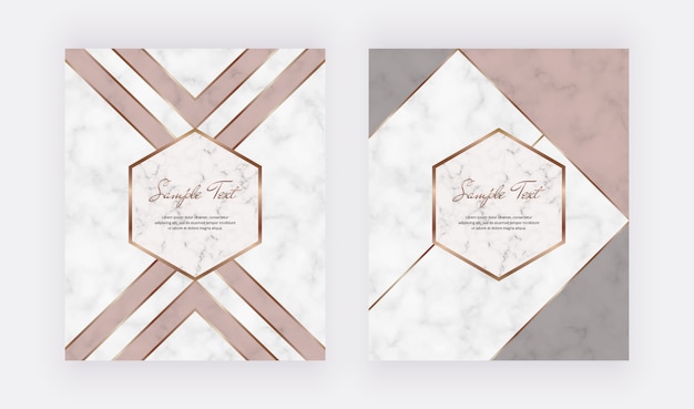 Geometric cover design with triangular shapes, gold lines on the marble texture.