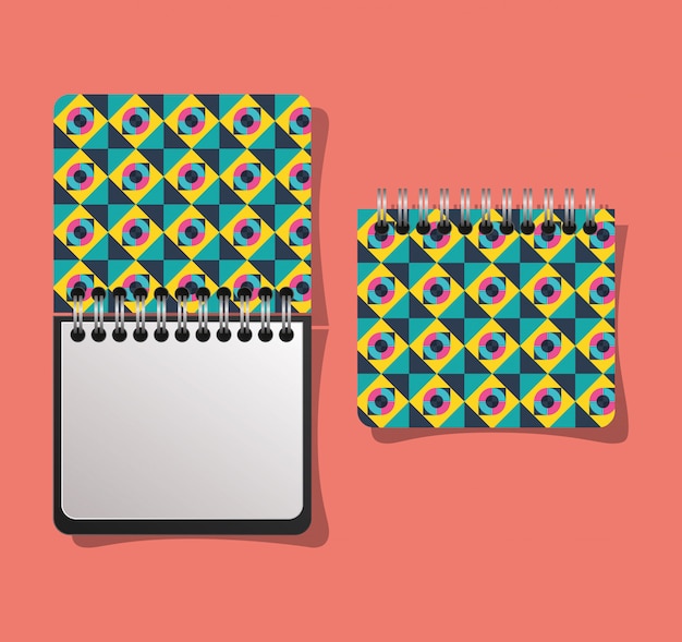 Vettore notebook con copertina geometrica