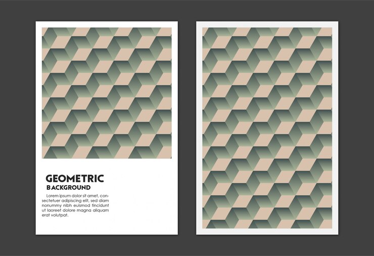 Vector geometric cubes design with 3d volume cover set