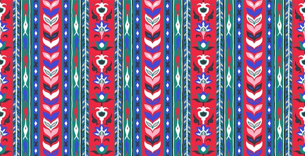 geometric damascus ornament. ikat border. ethnic embroidery with leaves and monograms. tribal vector texture. seamless folk pattern in aztec style. indian, scandinavian, gypsy, mexican, african rug.