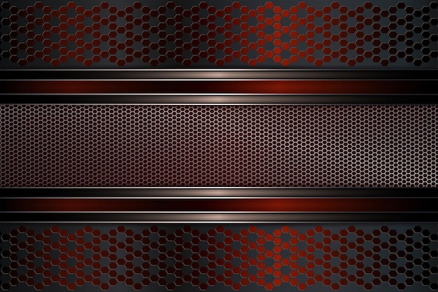 Geometric dark red background with metal frame with edging