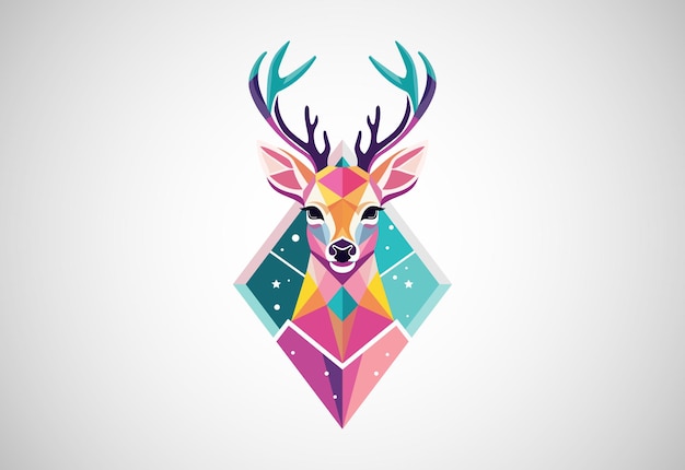 Geometric deer colorful logo deer head logo design vector illustration