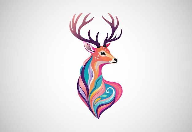 Vettore deer geometrico logo colorato deer logo design illustrazione vettoriale