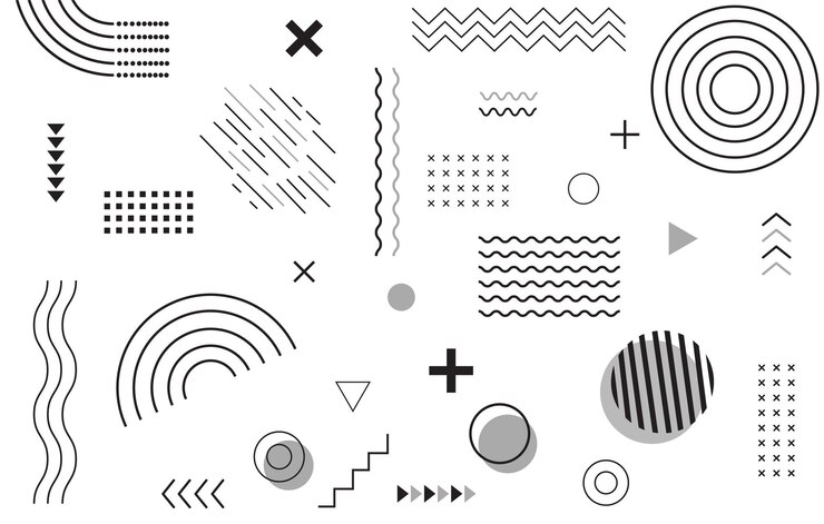 Vector geometric design set elements in flat graphic design