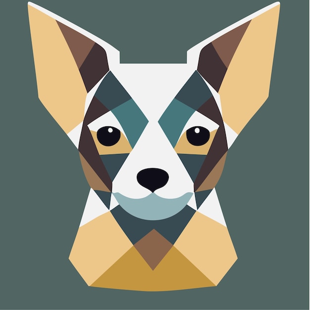 geometric dog face with minimal details