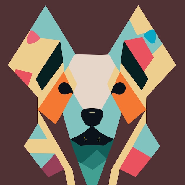 Vector geometric dog face with minimal details