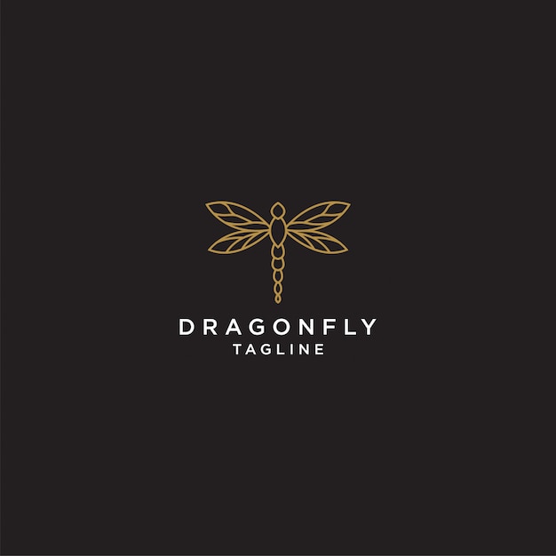 Geometric dragonfly logo design template