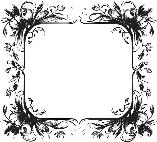 Vector geometric elegance black frame logo icon in vector abstract sophistication artistic decorative fram