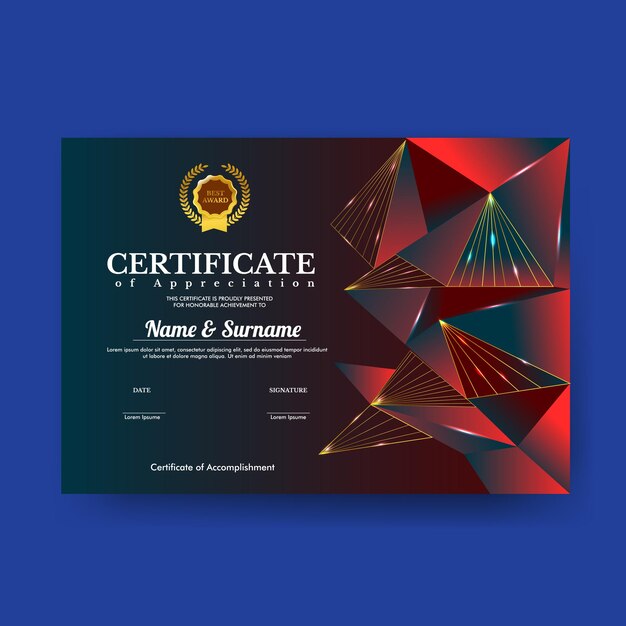 Geometric Elegant Red Certificate Template