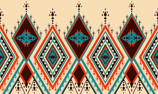 Vector geometric ethnic oriental ikat seamless pattern