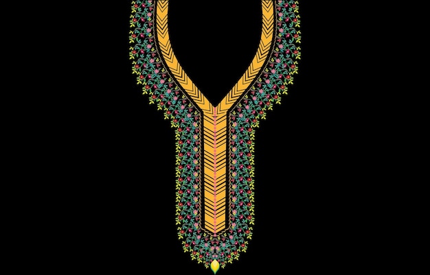 Geometric Ethnic oriental pattern traditional .Floral necklace embroidery design for fashion women.