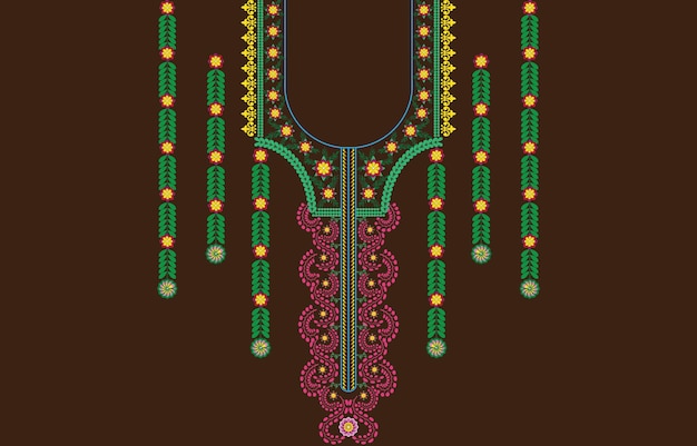 Geometric Ethnic oriental pattern traditional .Floral necklace embroidery design for fashion women.