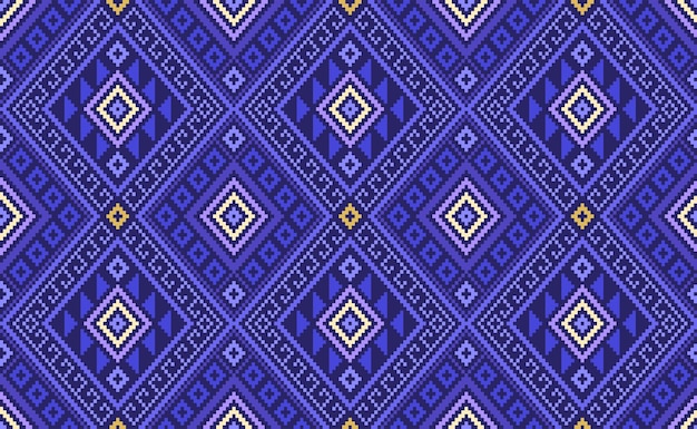 Геометрический этнический узор Векторная вышивка Марокко фон Пиксельная линия ацтекский стиль