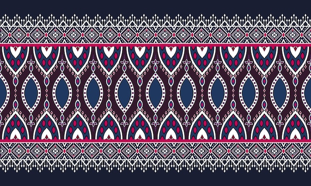 Vector geometric ethnic patterncarpetwallpaperclothingwrappingbatikfabricvector illustration embroidery style